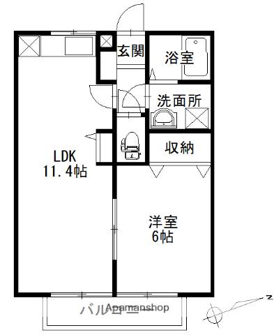 マリーブルク(1LDK/2階)の間取り写真