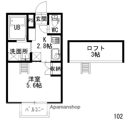 チェルシーハウス(1K/1階)の間取り写真