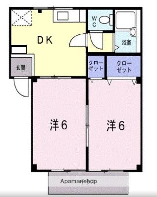 シティハイツ加茂A・B(2DK/1階)の間取り写真