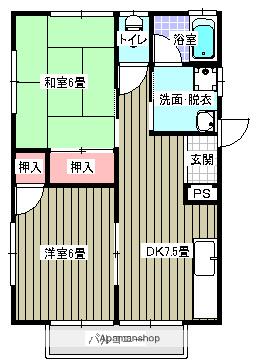 コーポ明王台(2DK/2階)の間取り写真