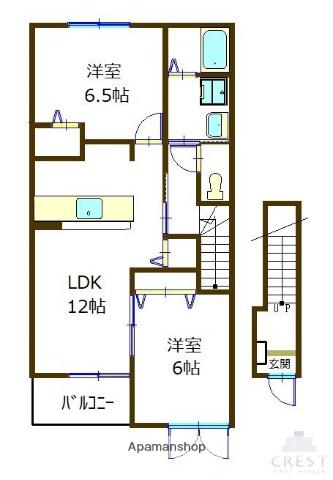 アンソレイエⅡ(2LDK/2階)の間取り写真