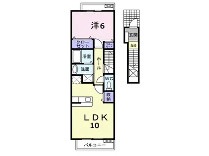 クリスタルコート(1LDK/2階)の間取り写真