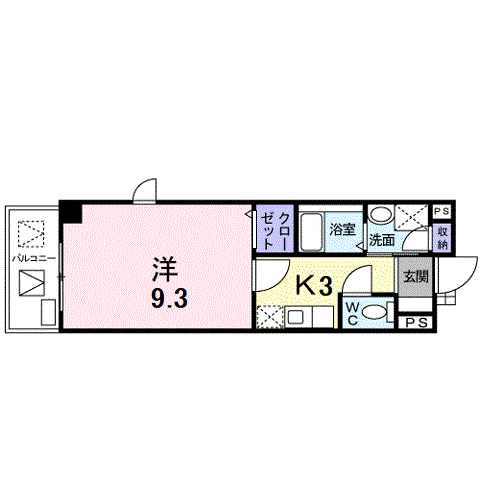 マニフィーク(1K/2階)の間取り写真
