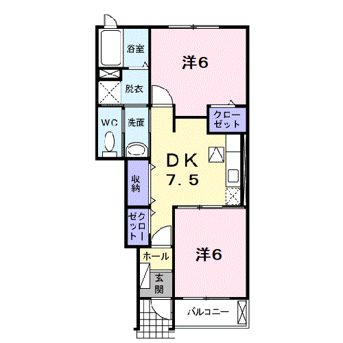 ステージ芦田川A(2DK/1階)の間取り写真