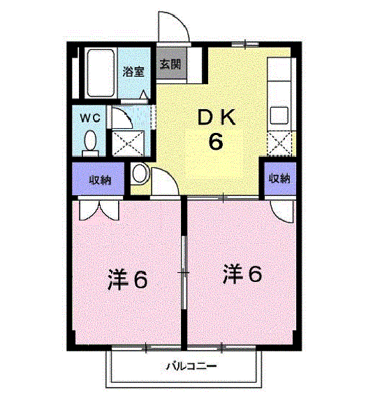 コーポサンスカイD(2DK/1階)の間取り写真