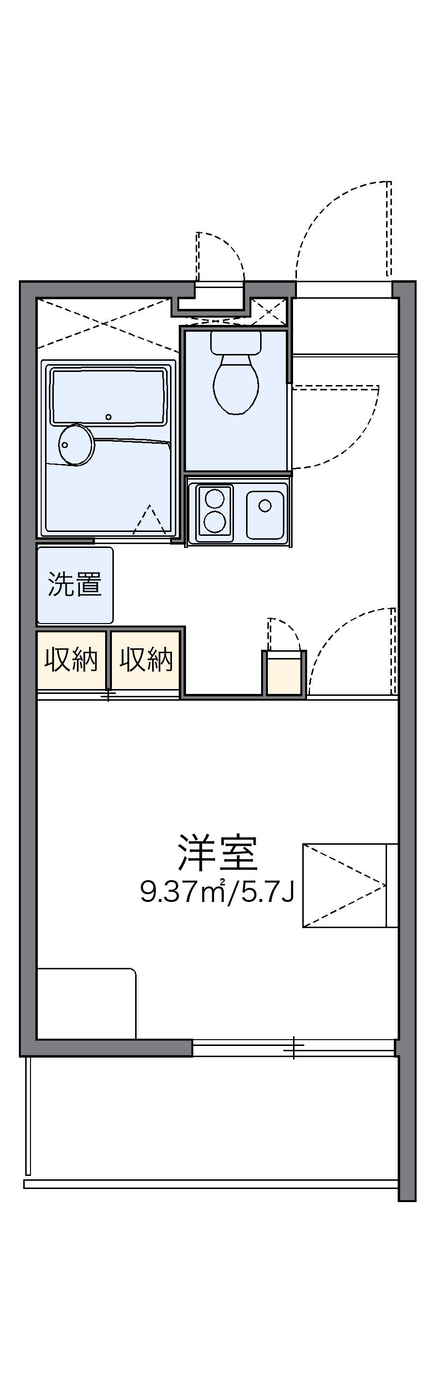 レオパレスピースフル 稲月(1K/1階)の間取り写真