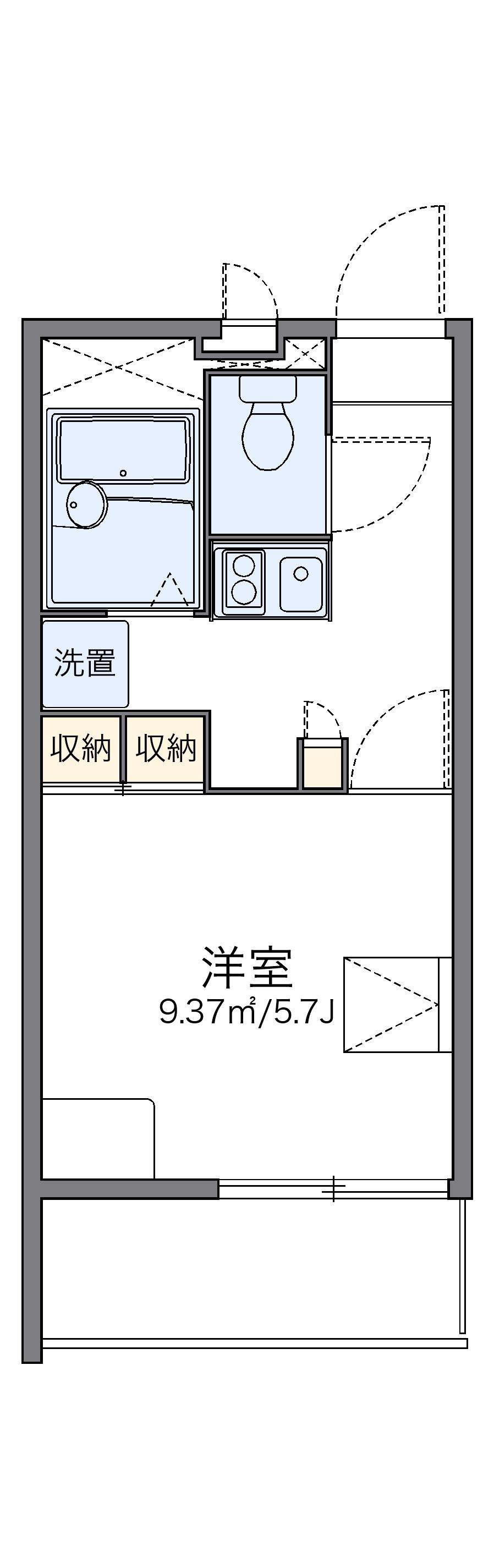 レオパレスピースフル 稲月(1K/1階)の間取り写真