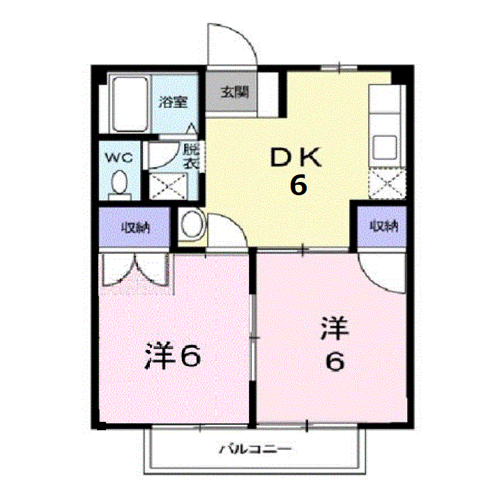 ニューシティどい(2DK/1階)の間取り写真