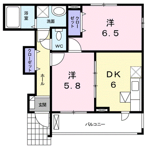 ボニートA(2DK/1階)の間取り写真