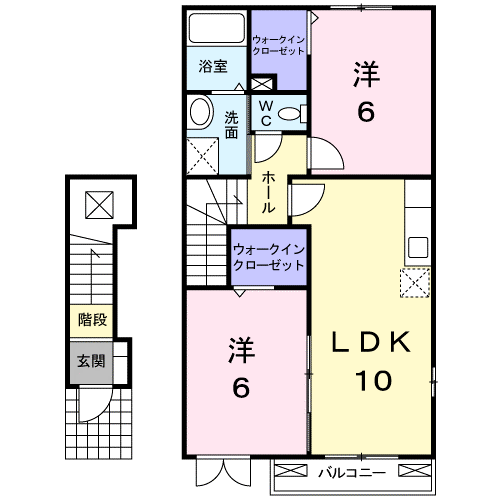 セレーノB(2LDK/2階)の間取り写真