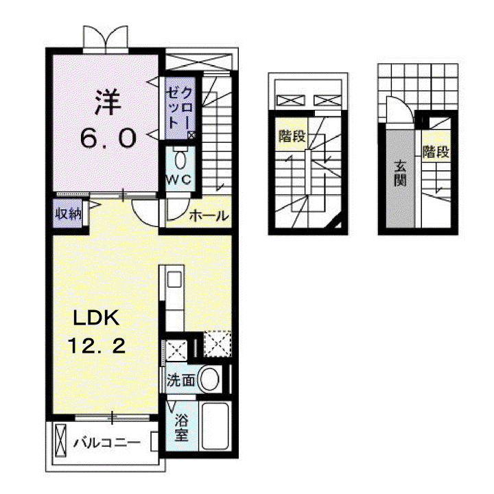 パストーソⅡ(1LDK/3階)の間取り写真