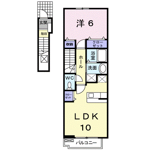 ラッフィナート(1LDK/2階)の間取り写真