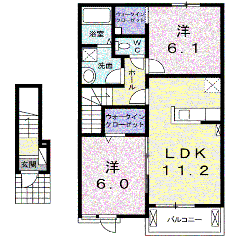 シルフィード津之郷(2LDK/2階)の間取り写真
