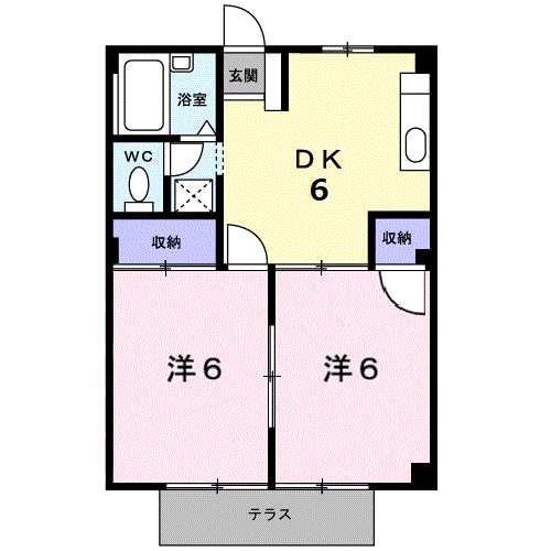 シティハイツ小田(2DK/1階)の間取り写真