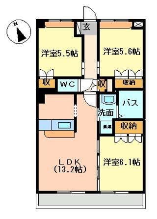 サンガーデン曙(3LDK/2階)の間取り写真