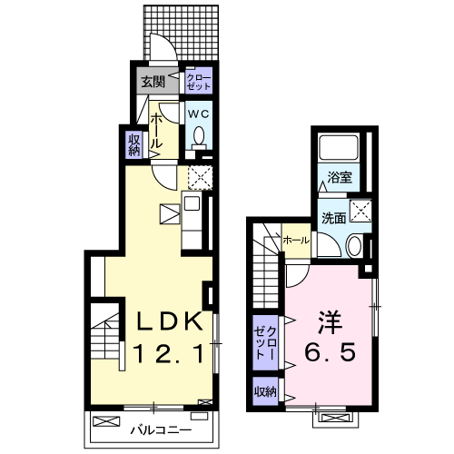 ローズエクラⅡ(1LDK/1階)の間取り写真