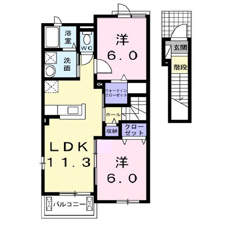 イースト フラワー(2LDK/2階)の間取り写真