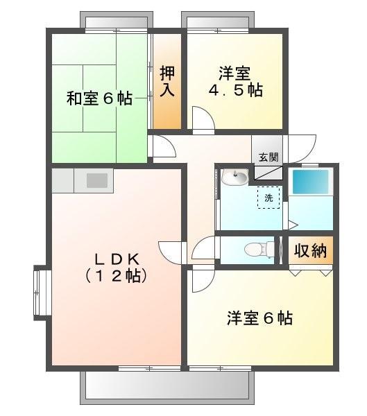 サンビレッジ城西(3LDK/1階)の間取り写真