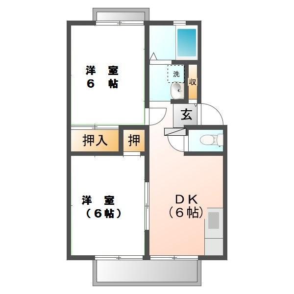 サンシャイン中川(2DK/1階)の間取り写真