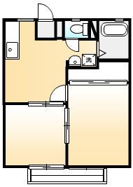 サンライフ高屋A・B(2DK/2階)の間取り写真