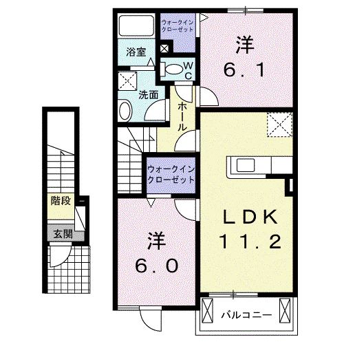 ノーブル(2LDK/2階)の間取り写真