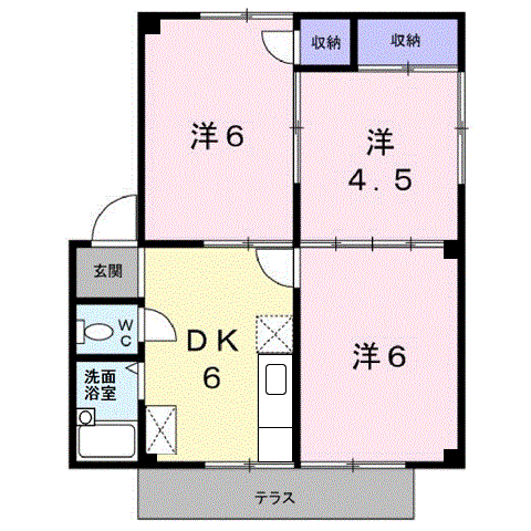 シティハイツ沖川B(3DK/1階)の間取り写真