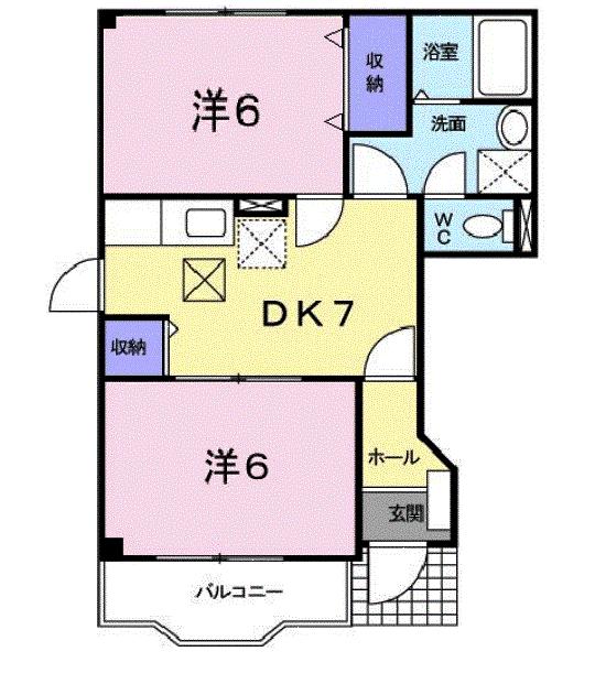 サンロード福山B(2DK/1階)の間取り写真