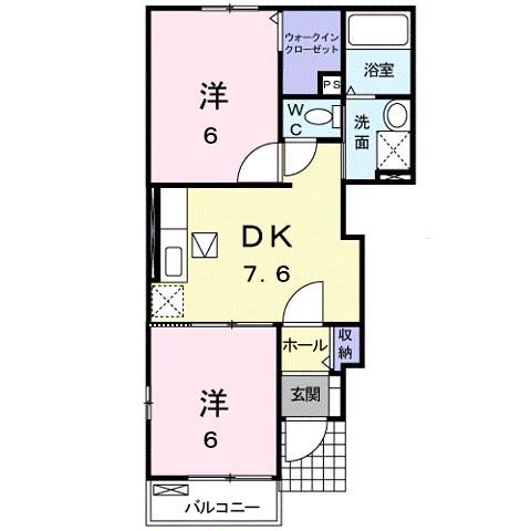 セナークル(2DK/1階)の間取り写真