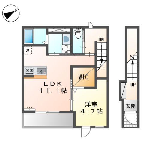 ラディア(1LDK/2階)の間取り写真
