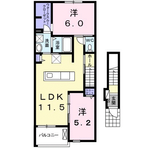 ラ・フレーズⅠ(2LDK/2階)の間取り写真