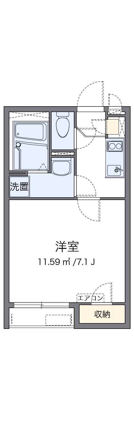クレイノ西深津(1K/1階)の間取り写真