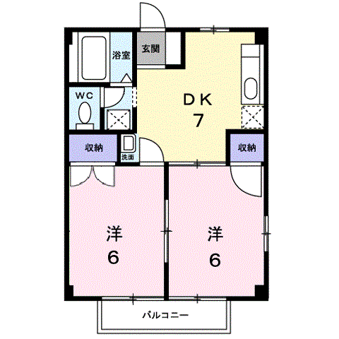 サンハイツあおばB(2DK/2階)の間取り写真