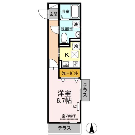 夢りんどうⅤ(1K/3階)の間取り写真