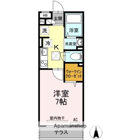 夢りんどうⅤ(1K/1階)の間取り写真