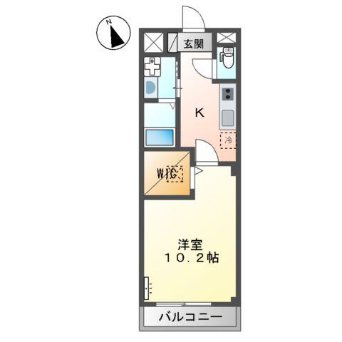 グランコスモB(1K/1階)の間取り写真
