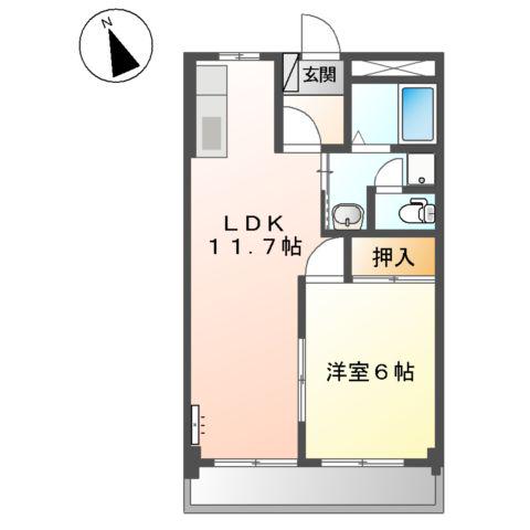 アクロス7122(2DK/1階)の間取り写真