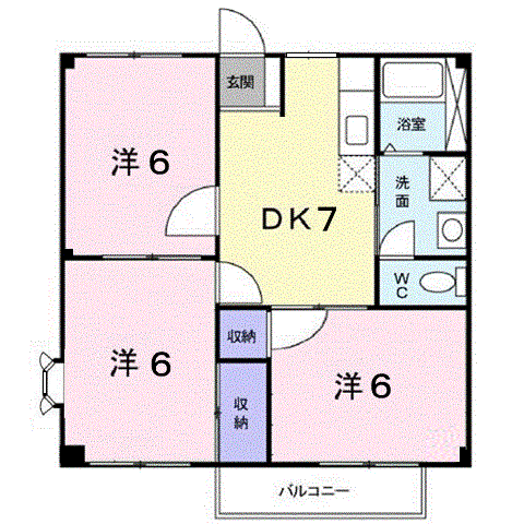 ニューシティ瀬戸C(3DK/1階)の間取り写真