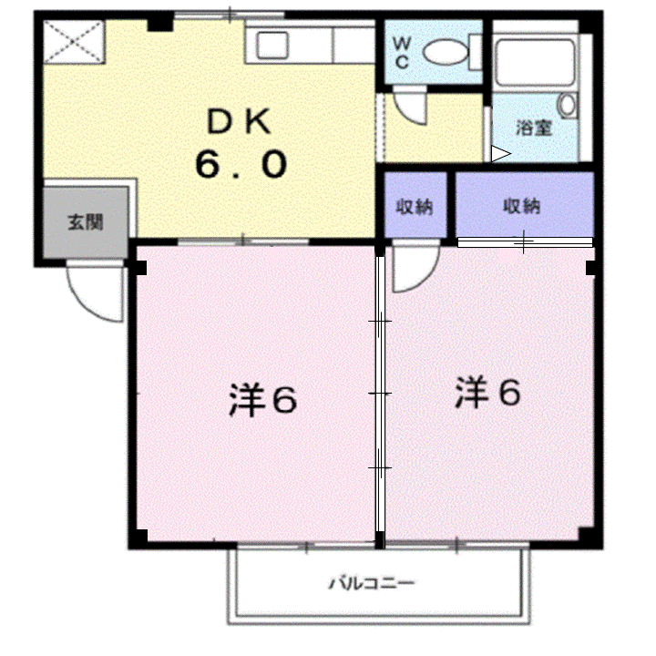 シティハイツ幸A(2DK/2階)の間取り写真