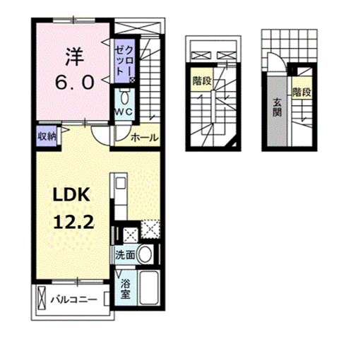 ライトスプリングB(1LDK/3階)の間取り写真