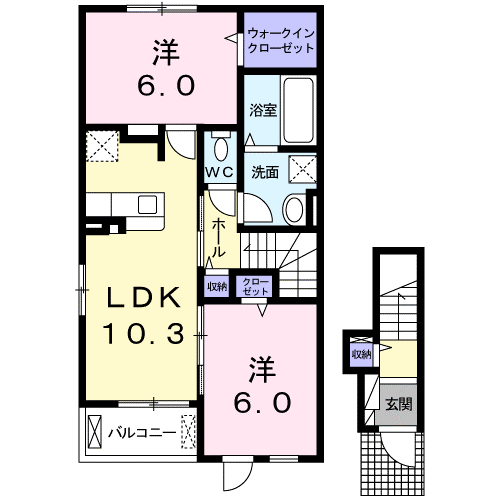 カープⅡ(2LDK/2階)の間取り写真