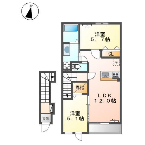 セレーナ(2LDK/2階)の間取り写真