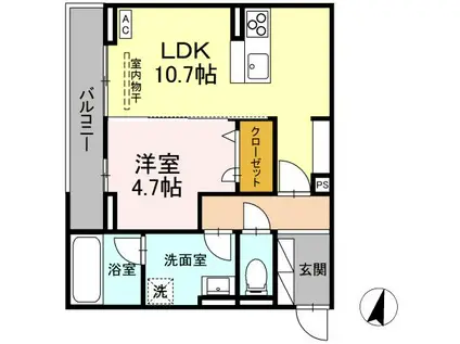 敬正会御門ホームズ(1LDK/2階)の間取り写真