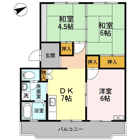 川口東マンション(3DK/2階)の間取り写真