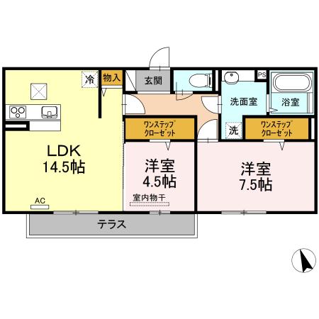 サザンソレイユ(2LDK/1階)の間取り写真
