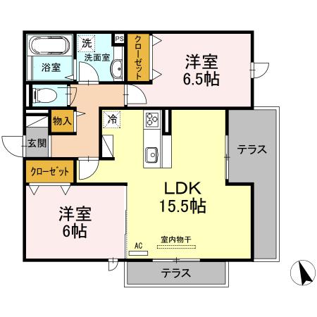 カーサ アリーヴォ Ⅰ(2LDK/1階)の間取り写真