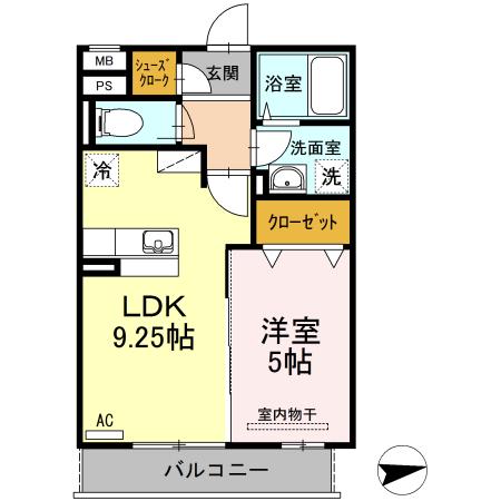 ハピネス2(1LDK/3階)の間取り写真