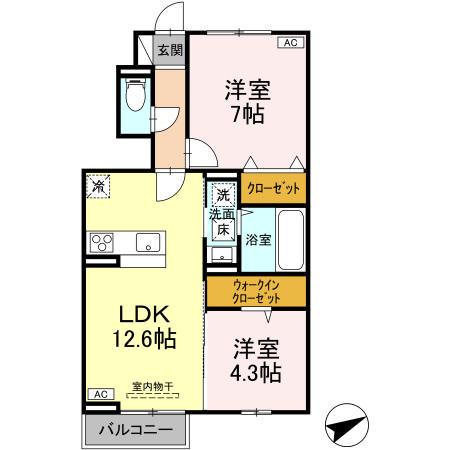 プランドール イサコ(2LDK/1階)の間取り写真