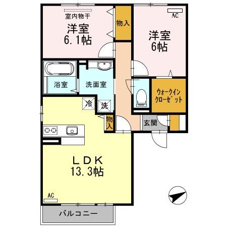 サン・ブランドール(2LDK/2階)の間取り写真