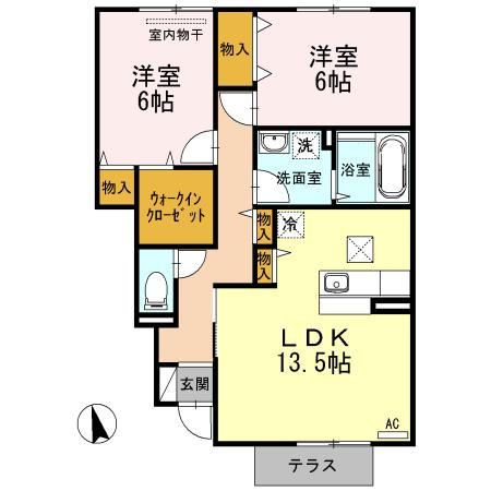 クリアル曙(2LDK/1階)の間取り写真