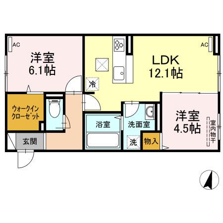ブレインゾーンⅢ(2LDK/1階)の間取り写真